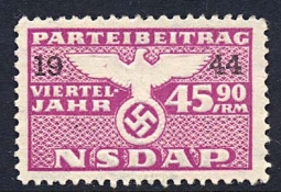 Nazi Party Dues Stamp  1943 45.90RM